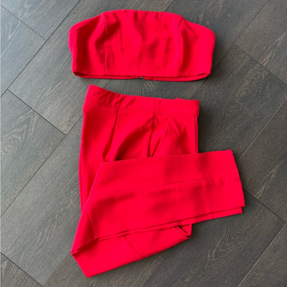 Superdown Red Strapless Jumpsuit Set